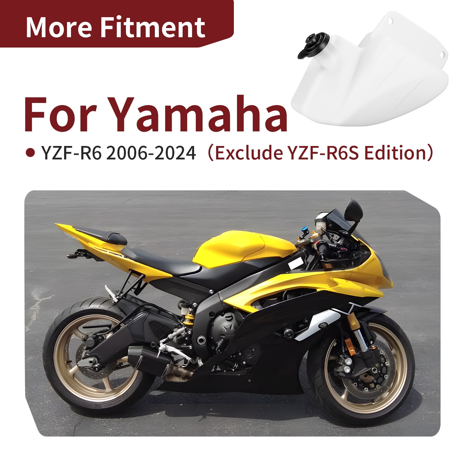 06 07 08 09 10 11 12-24 For Yamaha YZF-R6 YZF R6 Radiator Coolant Reservoir Tank