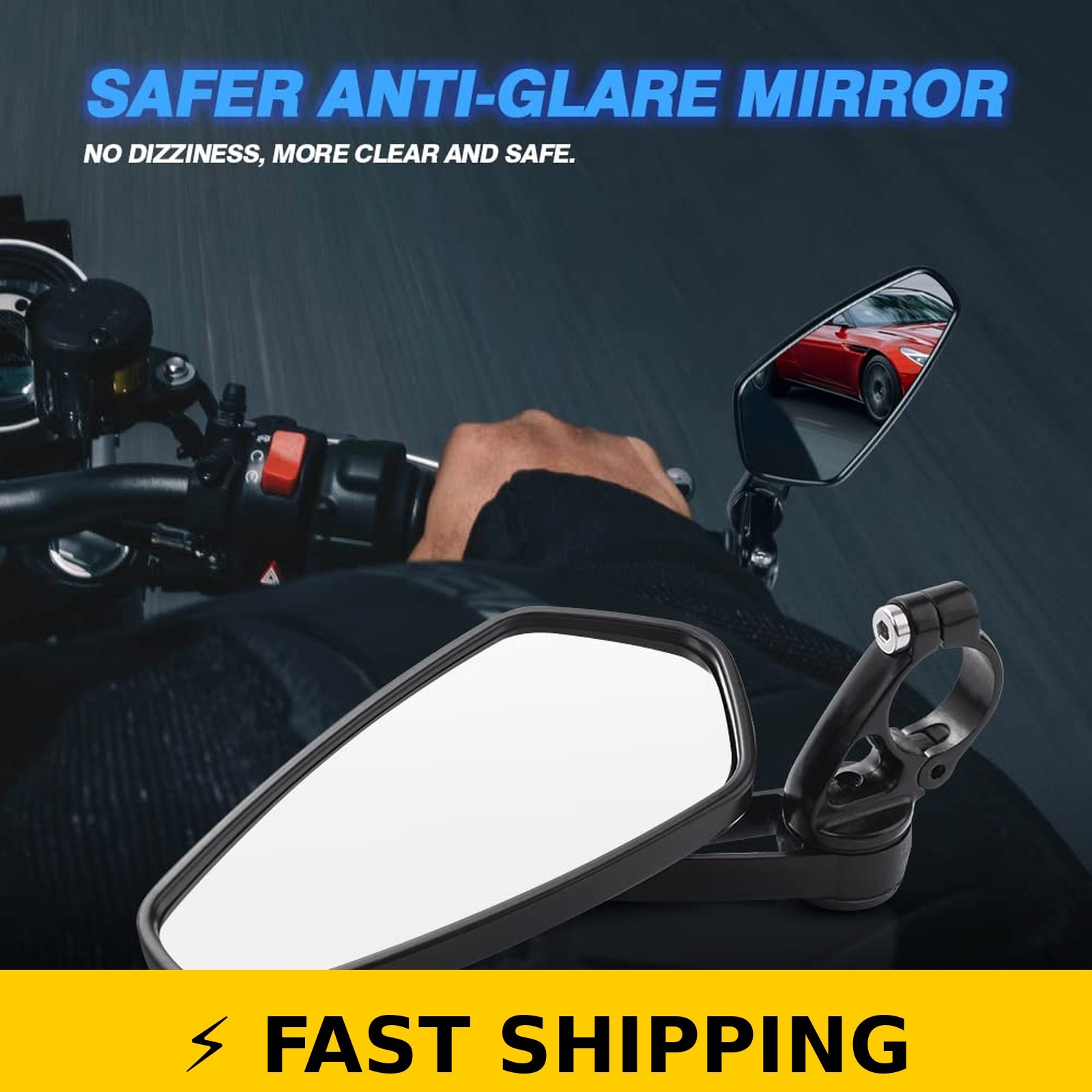 MICTUNING 7/8″ Bar End Motorcycle Mirrors – Anti-Glare & Adjustable