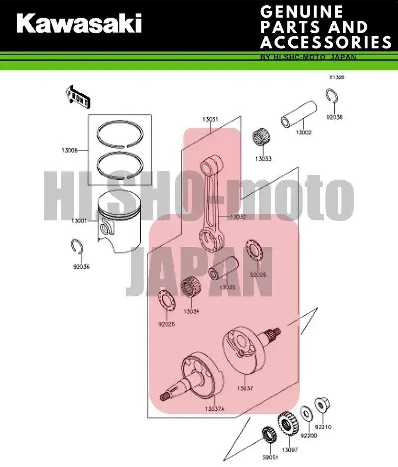 Kawasaki Genuine OEM Part 13031-0998 Crankshaft-Comp