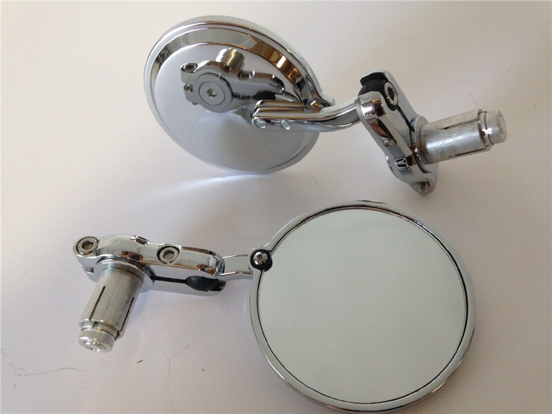 Pair Chrome Foldable Universal Motorcycle Round 7/8″ Handle Bar End Side Mirrors