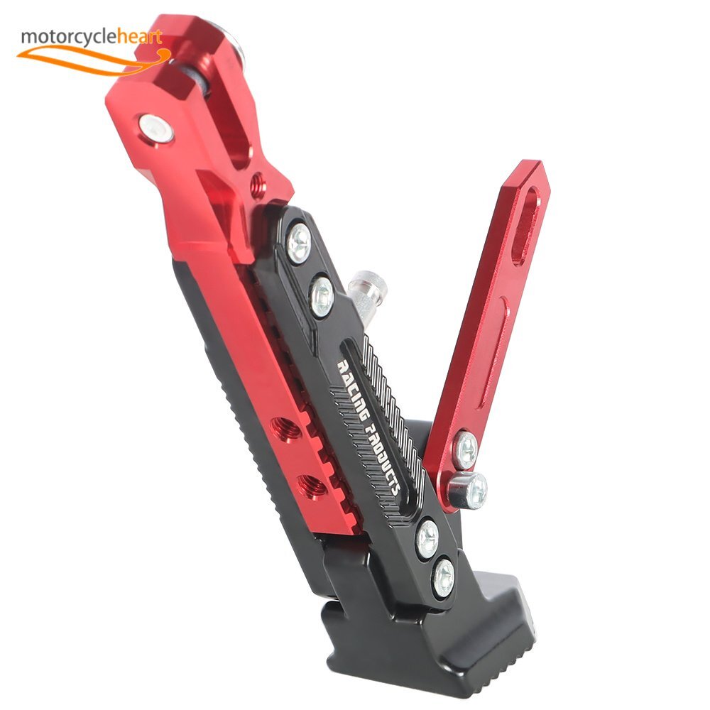 Red Adjustable CNC Aluminum Alloy Kickstand Motorcycle Foot Side Support Stand