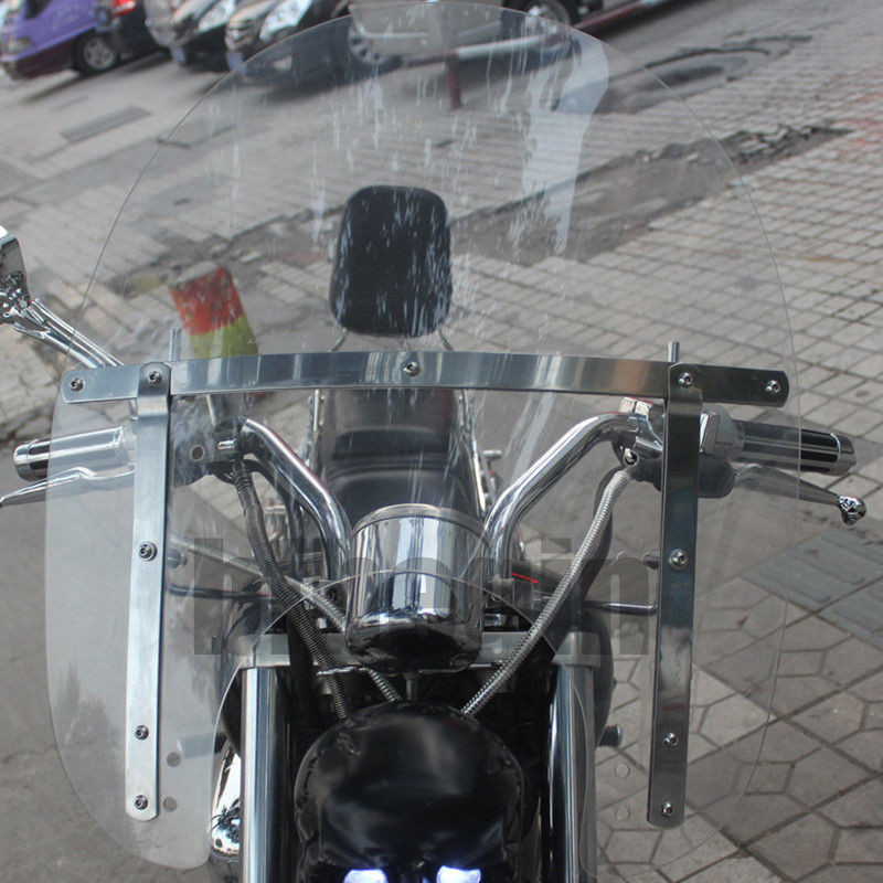 23″x21″Large Clear Motorcycle Windshield Windscreen Universal 7/8”1” Handlebar