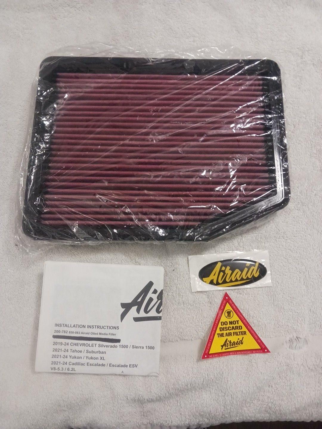 Airaid High Flow Air Filter 850-083. 2019-24 Gm 1500 5.3/6.2L
