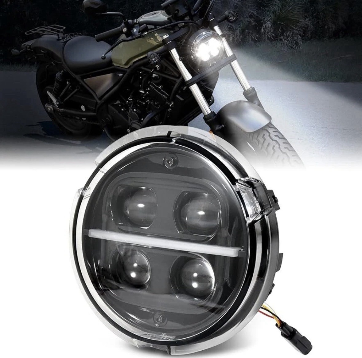 Headlight Assembly For Honda Rebel 300 CMX300 ABS 2020-2023 60W LED Hi/Low Beam