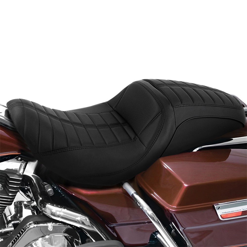 Black Stitching Driver Passenger Gel Seat For Harley Road King 1997-2007 Models