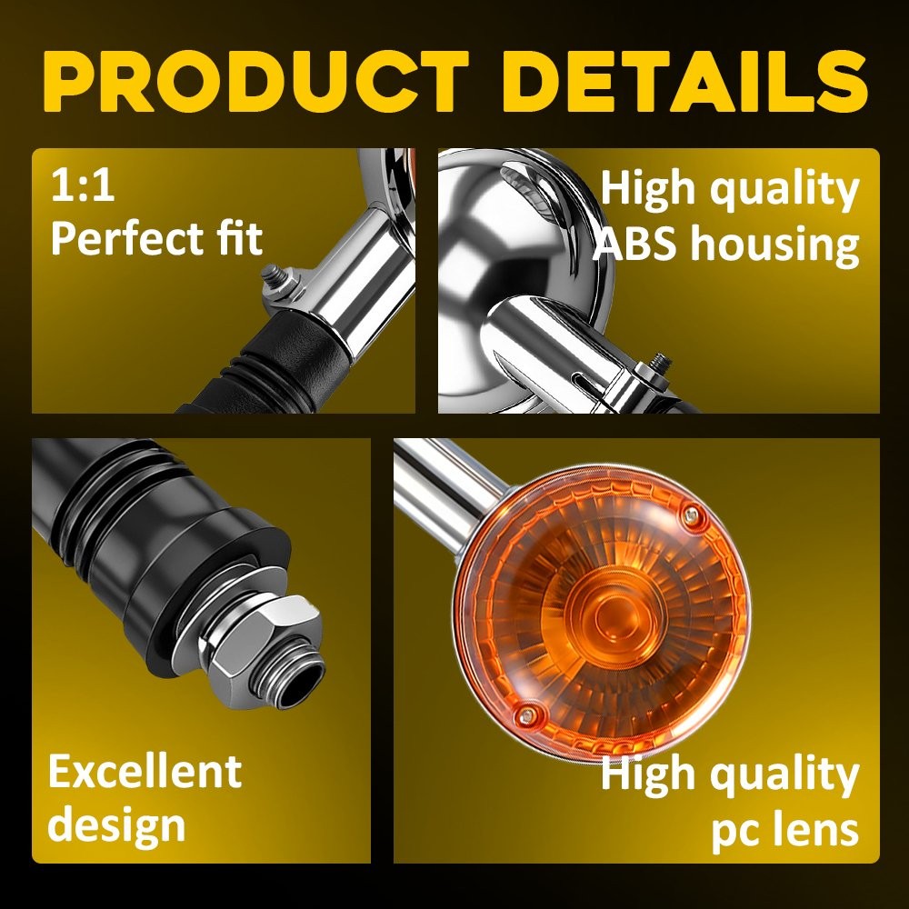 4-40 Chrome Amber Lamp Turn Signal Light 12V for Yamaha Virago XV1000 XV 535 920