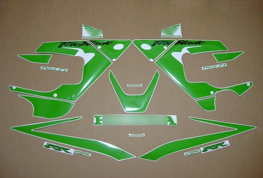 Stickers for CBR 929RR Fireblade customized lime green verde decals set emblems