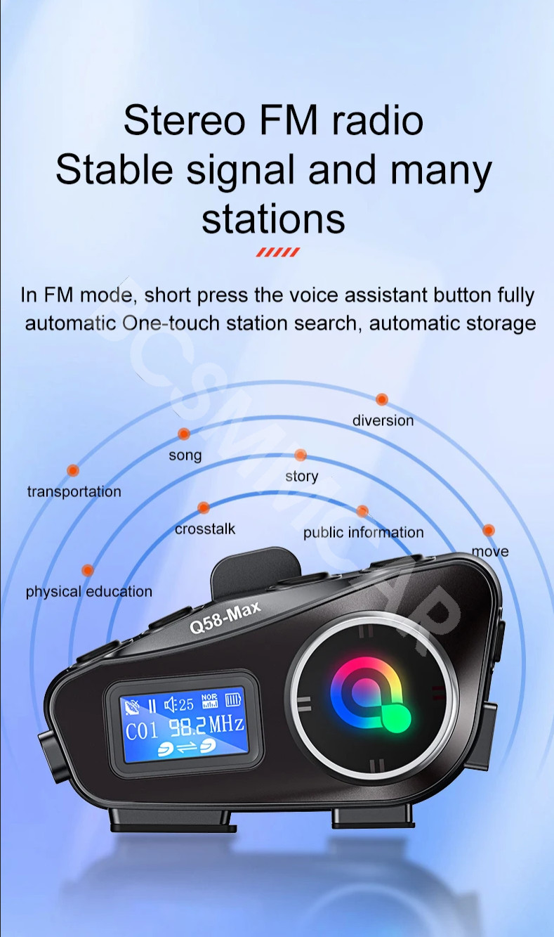 Bluetooth Motorcycle Intercom Headset Communication Share Helmet Kit Waterproof