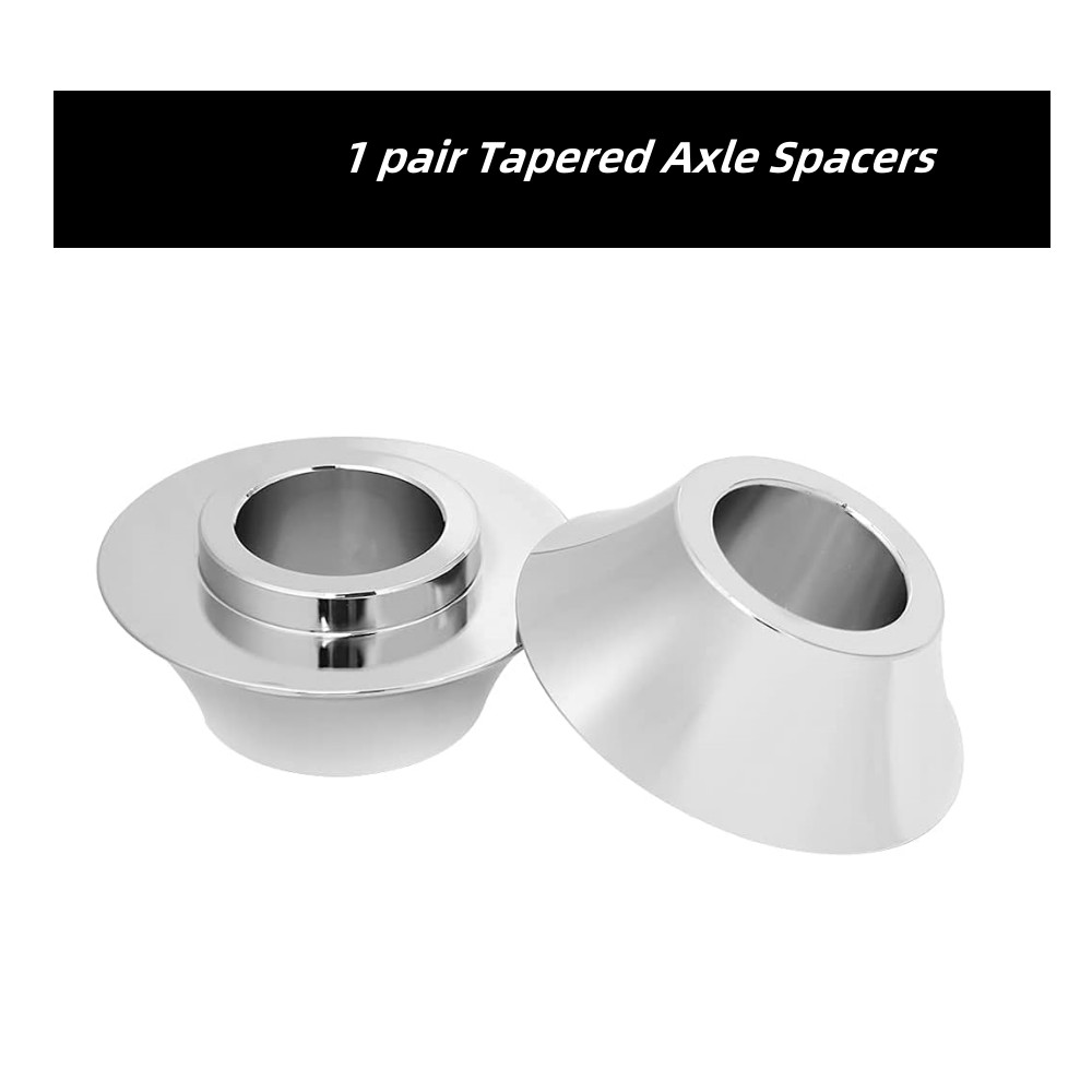 Chrome 25mm Tapered Front Axle Wheel Spacers For Harley Street Road Glide 08-23