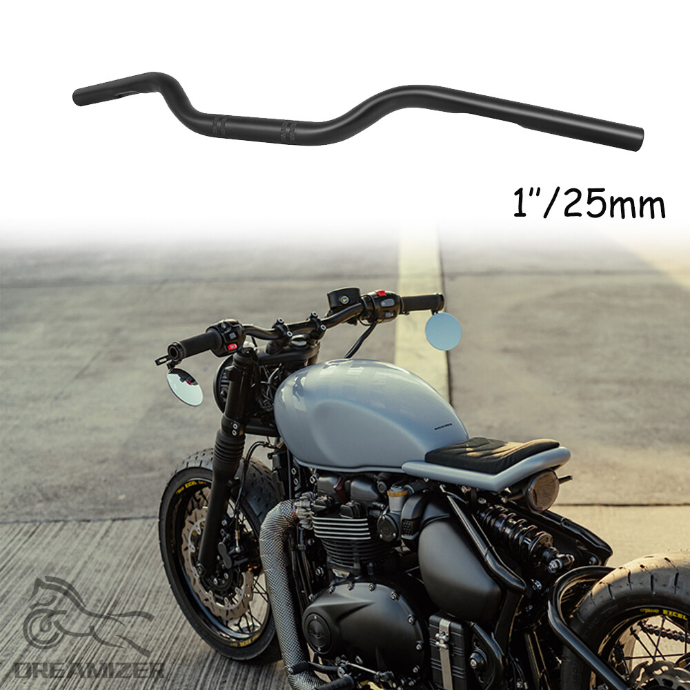 1″ 25mm Motorcycle Tracker Drag Bars Handlebar Black For Triumph Bonneville