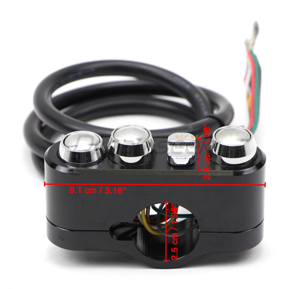 Motorcycle Handlebar Control Switch 25mm for Harley BMW Button Turn Signal Horn