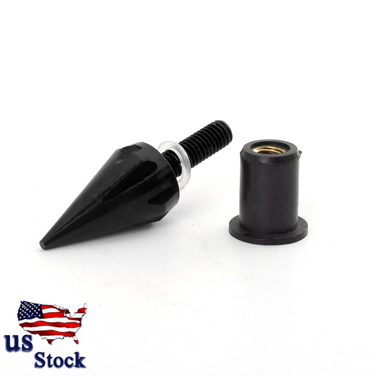 10PCS Windscreen Windshield Screw Spike Bolt Kit M5 Nuts Cruiser Universal Black