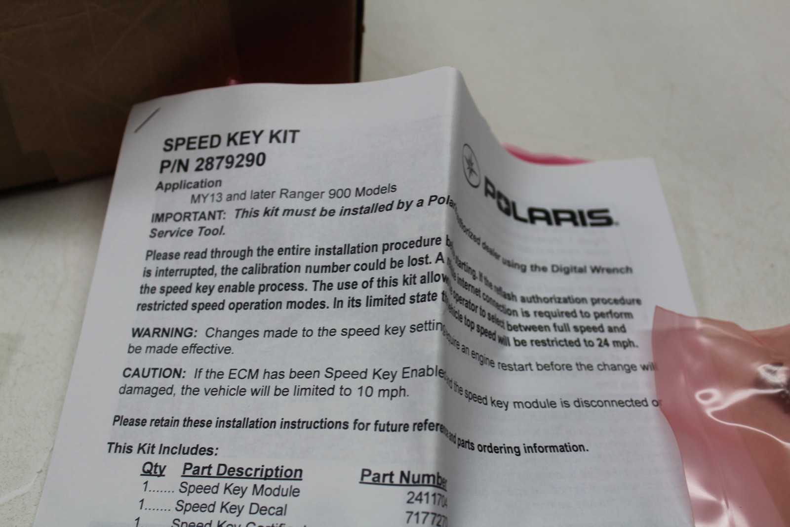 NEW Genuine 2013 Polaris Ranger 900 XP Speedkey Kit OEM # 2879290