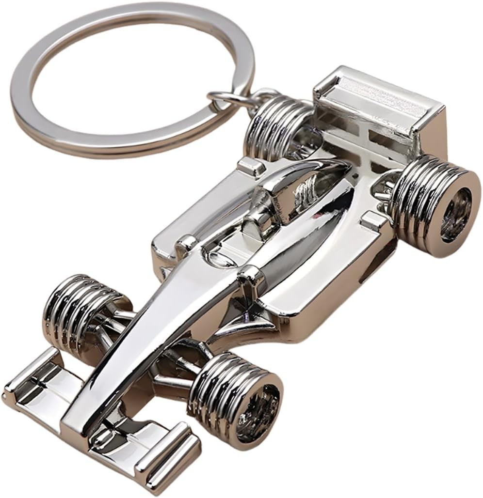 3D F1 Race Car Keychain, Zinc Heavy Duty Key Fob Decoration AccessorColor: Solid