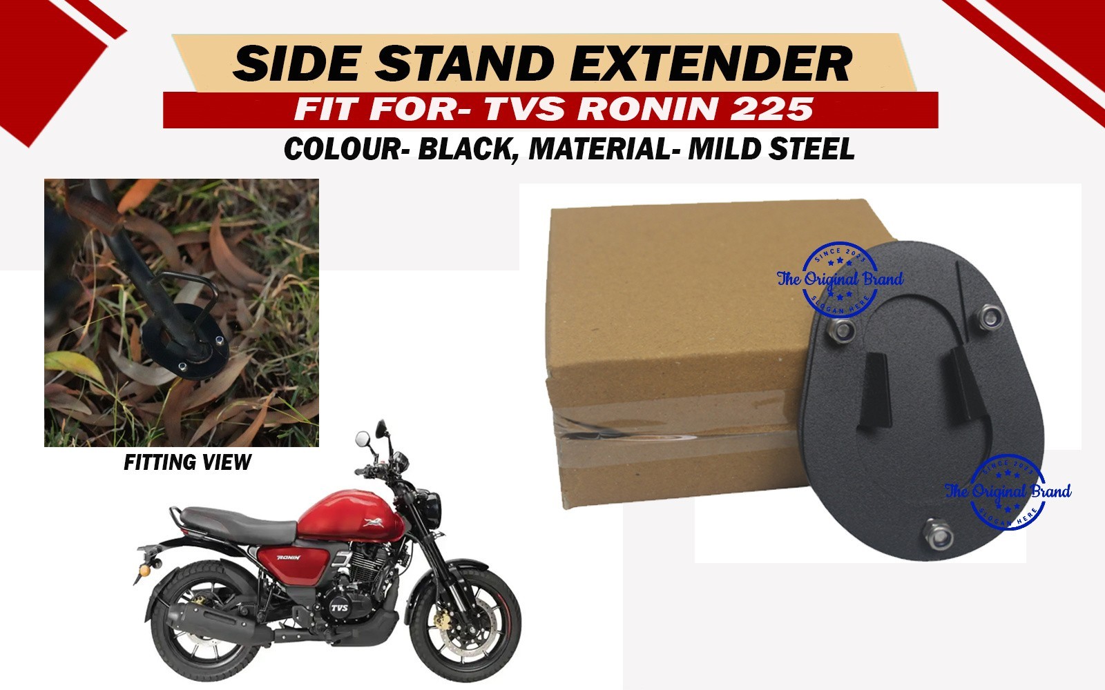 Fit For TVS Ronin “225 Black Side Stand Extender”
