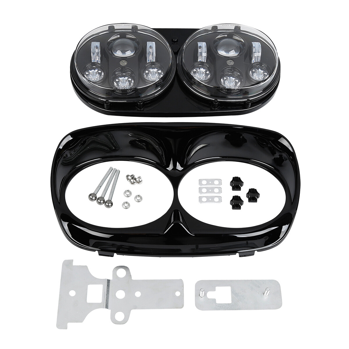Matt Black Inne Outer Fairing LED Headlight Fit For Harley Road Glide 98-13 99