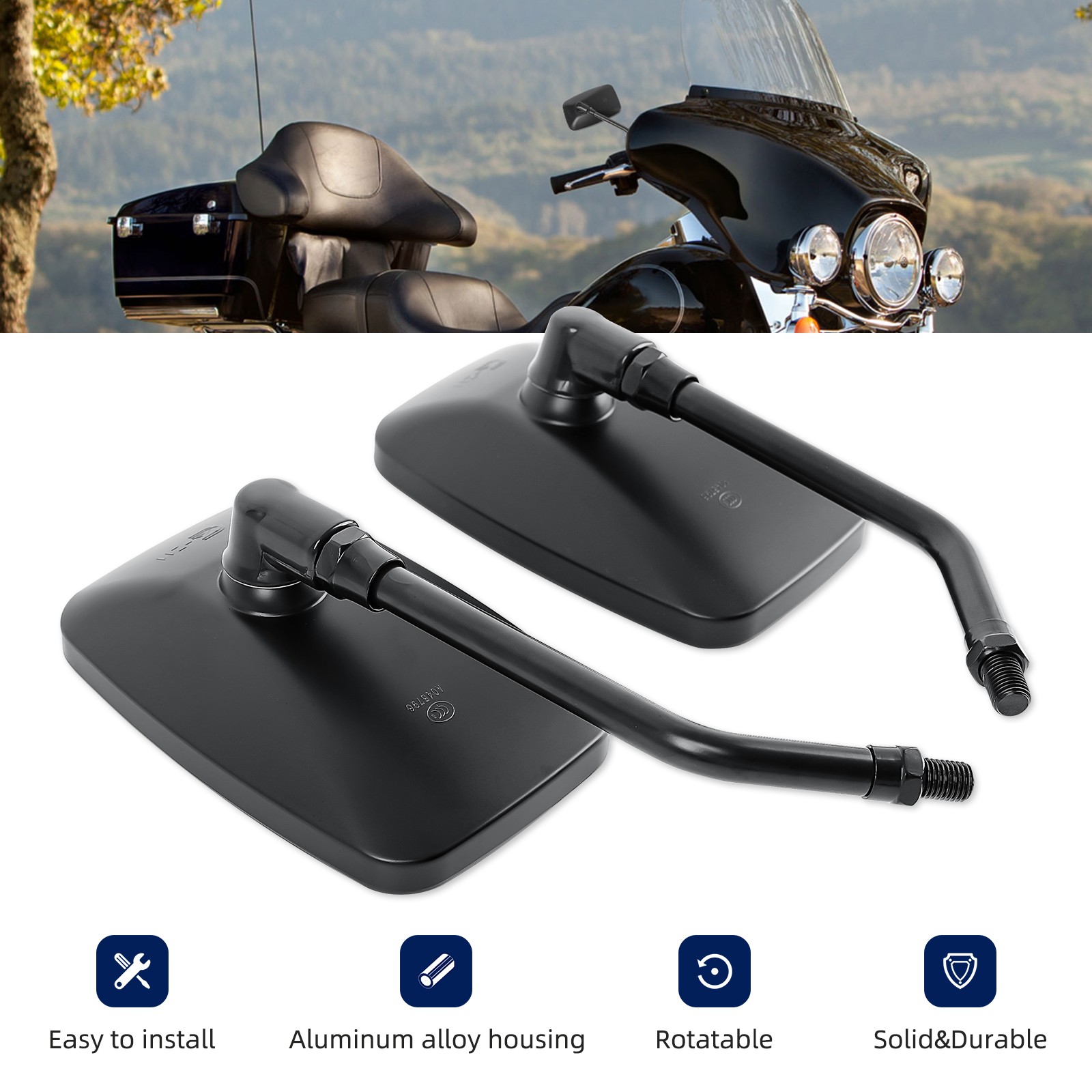 Rectangle Motorcycle Side Mirrors Black For Honda Nighthawk CB 450 650 700 750