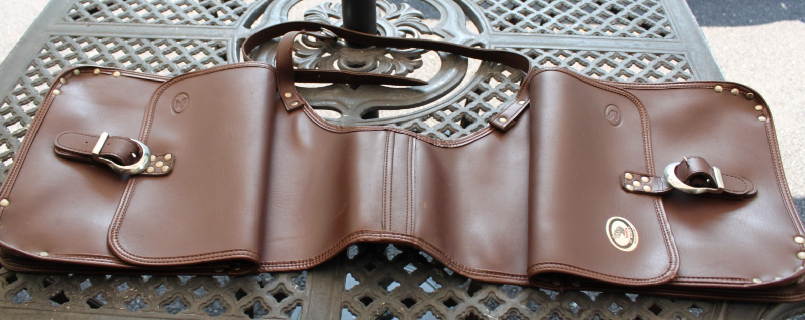 Vintage Rare Honda of Mineola Brown Vinyl Motorcycle Saddle Bags