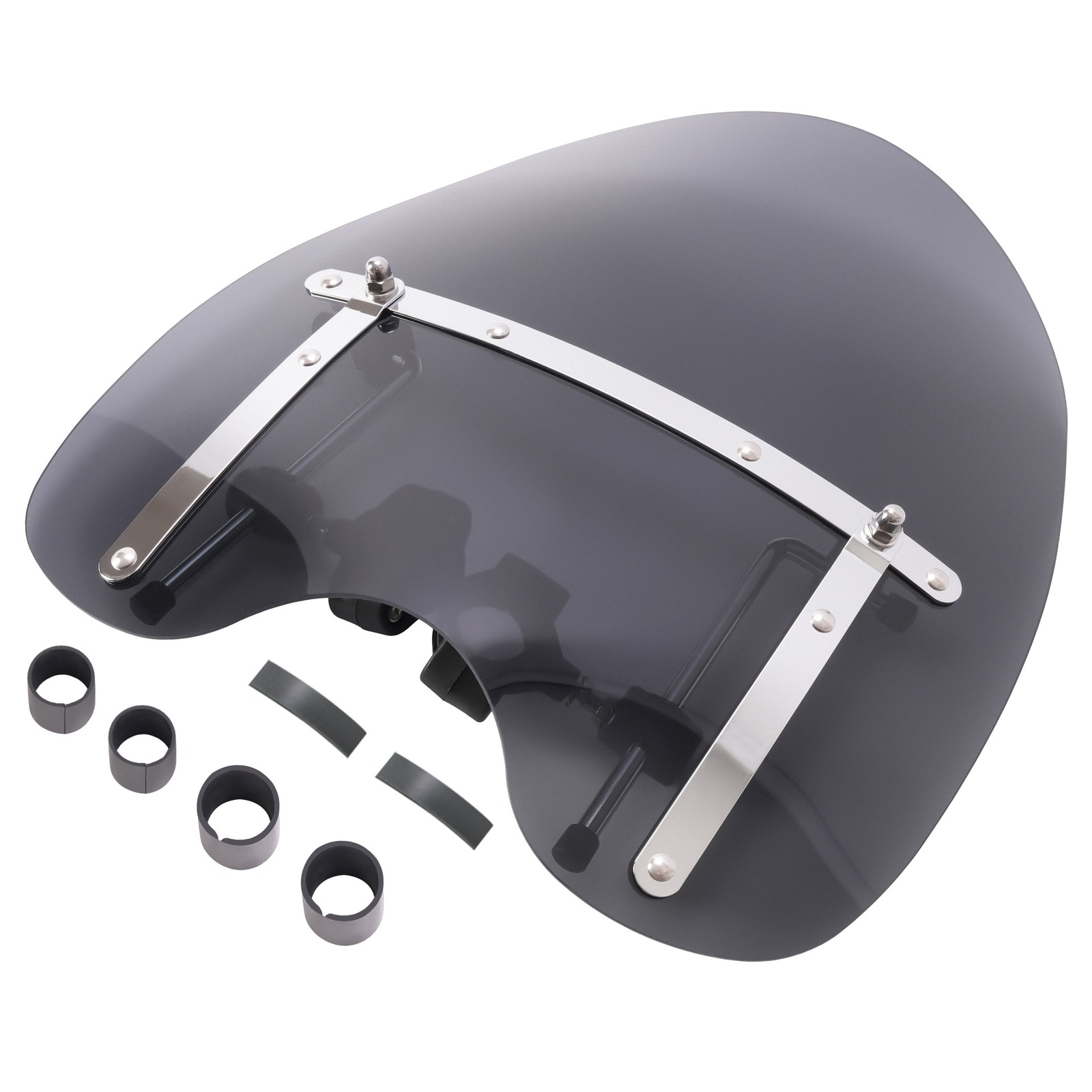 19″x17″ Smoke Windshield Windscreen For Harley Dyna Honda Suzuki Yamaha Kawasaki