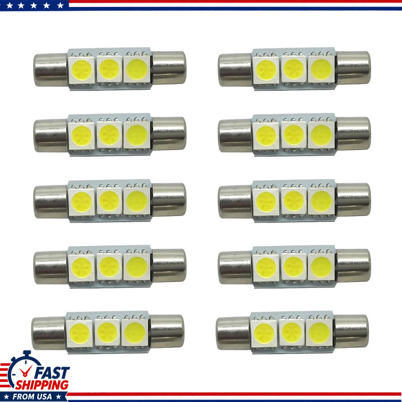 T6 Vanity Mirror Sun Visor LED Light – 10PCS, 12V 5050-3SMD 180° Flat Head Dual