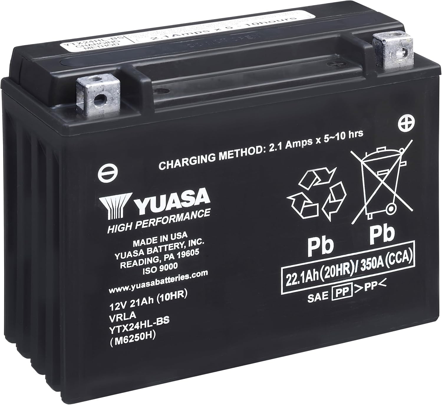 Yuasa – YUAM6250H – High Performance Maintenance Free Battery, YTX24HL-BS