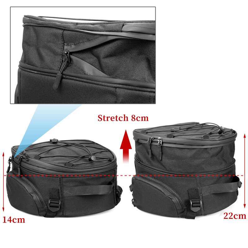 Motorcycle Rear Tail Seat Back Saddle Helmet Waterproof Shoulder Carry Bag Black