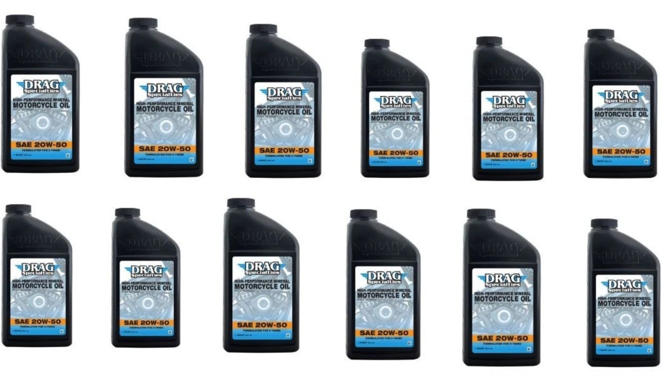 Drag Specialties 12qt Regular Base Case 20W50 Universal Motorcycle Engine Oil