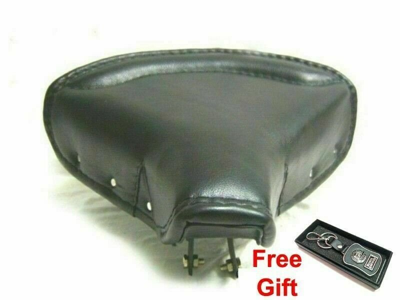 FOR ROYAL ENFIELD BLACK LEATHER FRONT SOLO SEAT WITH CHROME SPRINGS COMPLETE