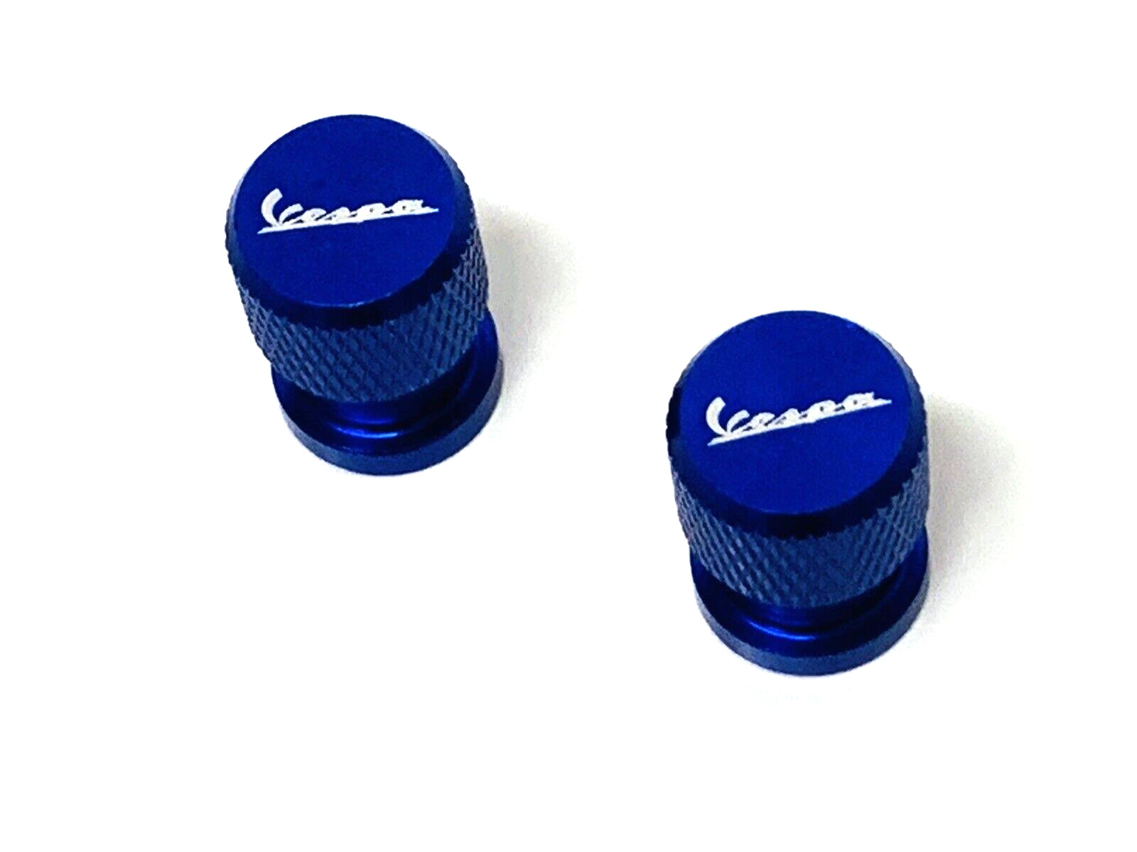 VESPA PX PK T5 PE BLUE ANNODISED ALUMINIUM BILLET MACHINED CUSTOM AIR VALVE CAPS