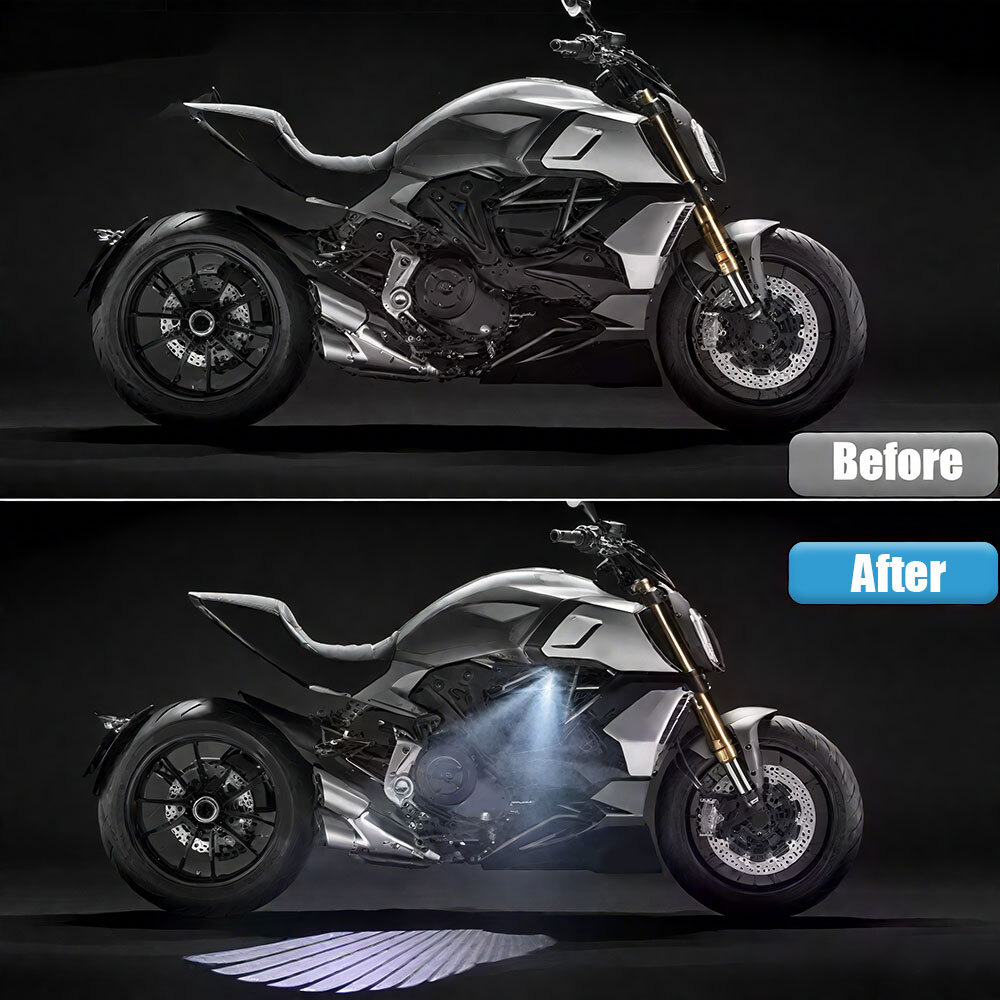 2PC Motorcycle Parts Underbody LED Light Projector Ghost Angel Wings Laser Light