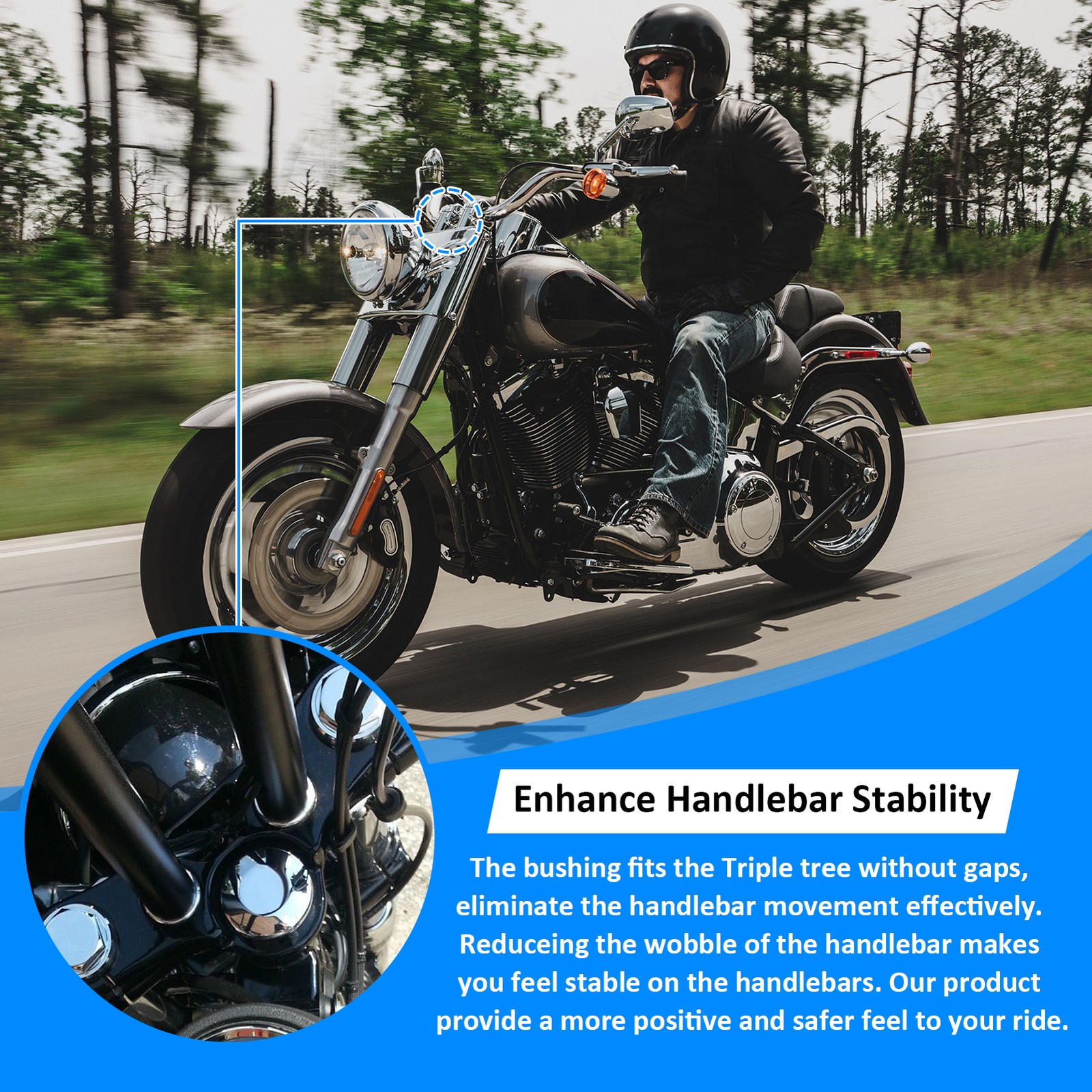 CNC Solid Chrome Billet Handlebar Riser Bushings For CVO FAT BOY DYNA LOW RIDER
