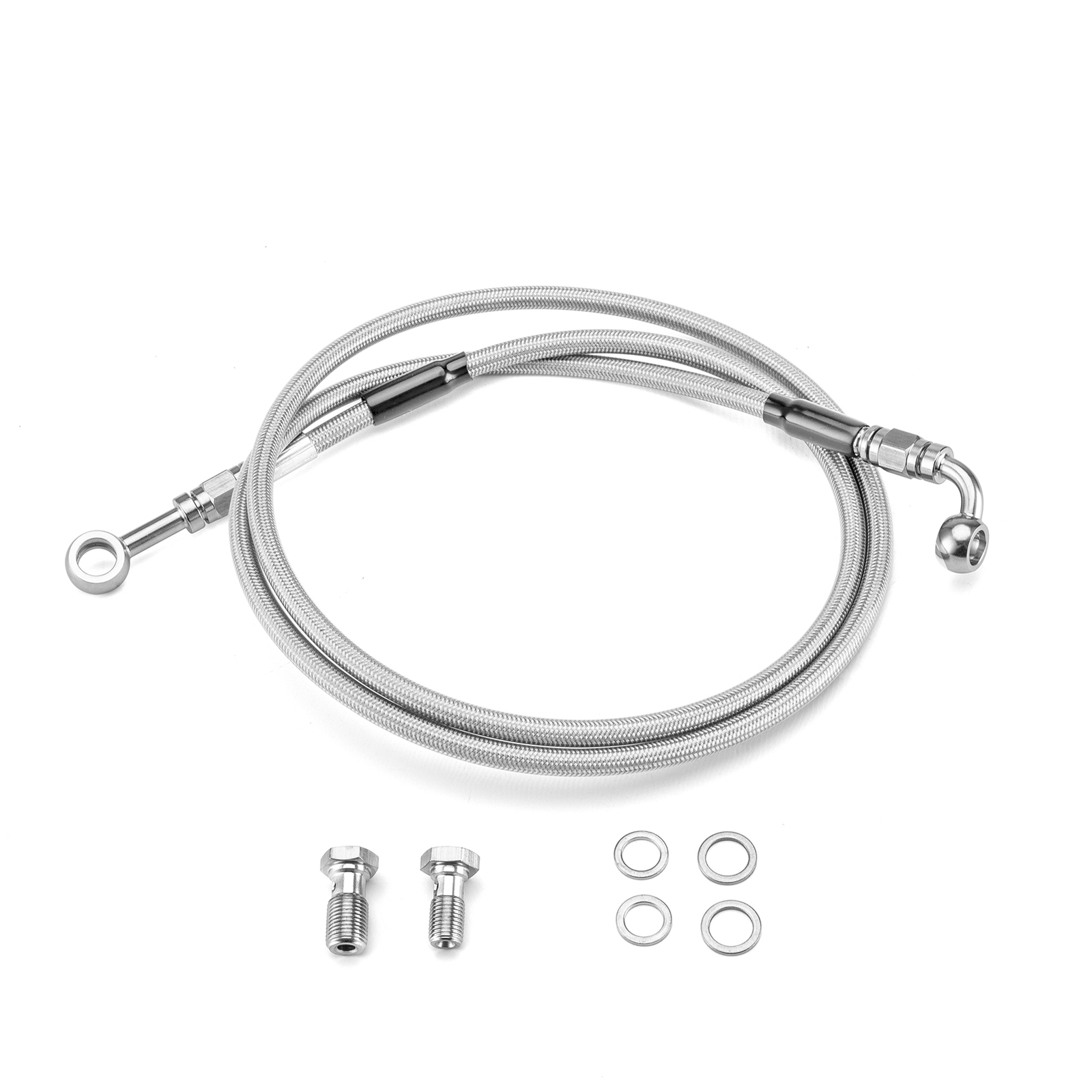 Non-ABS Stainless Steel Brake Line Kit Front +4″ for Harley Dyna Switchback FLD
