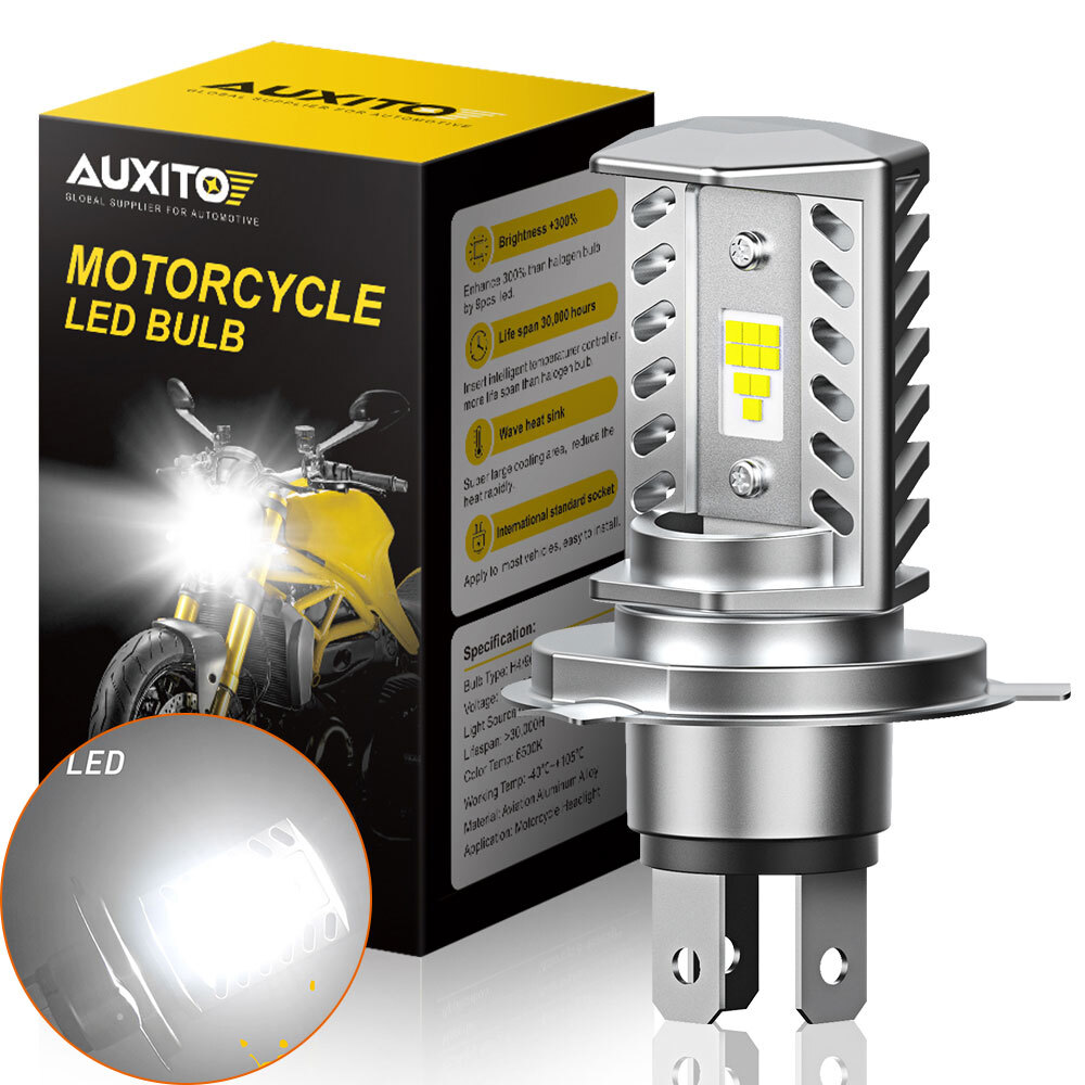 AUXITO H4 9003 HB2 LED Bulbs Hi/Low Beam Motorcycle Headlight Kit Super Bright