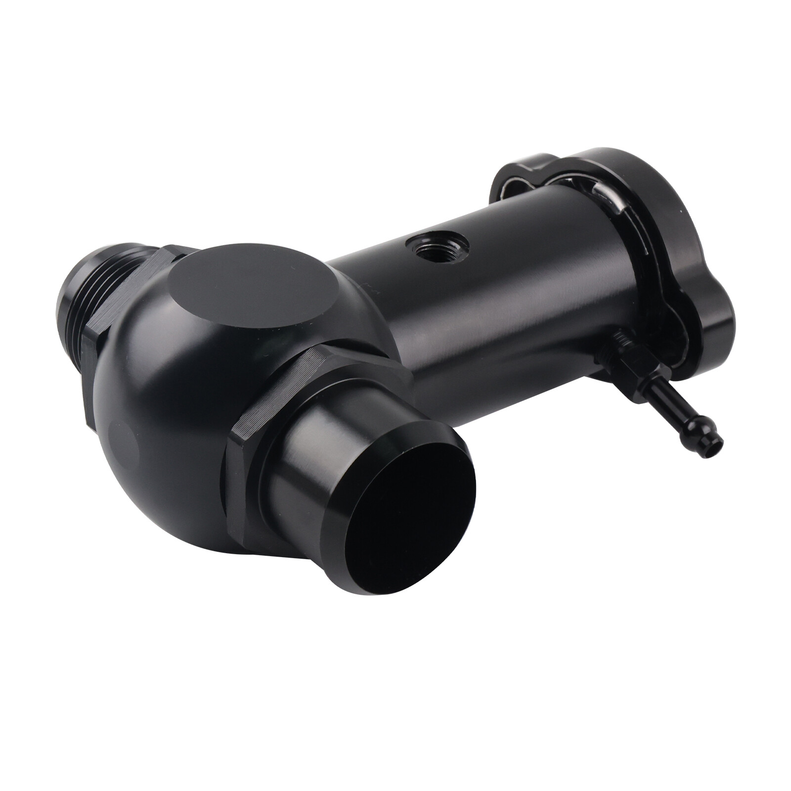 Upgraded Aluminum Black Raised Inline Filler Neck 1.5″ Fittings Radiator Cap NEW
