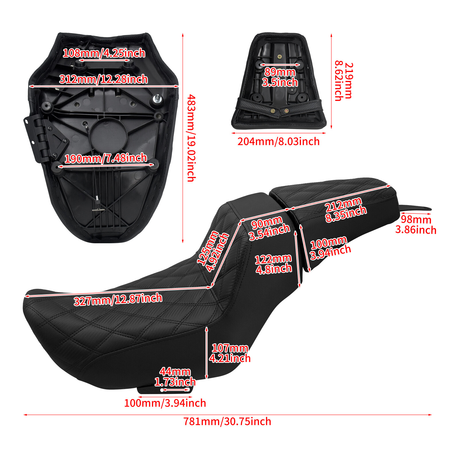 Driver Passenger Seat Black Stitching Diamond For Harley Nightster RH975 22-25