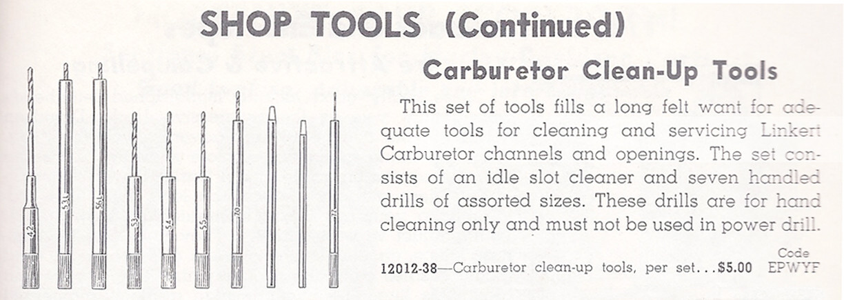 Linkert Carburetor PASSAGE WAY TOOL KIT for 1933 – 1965 Harley & Indian M Series