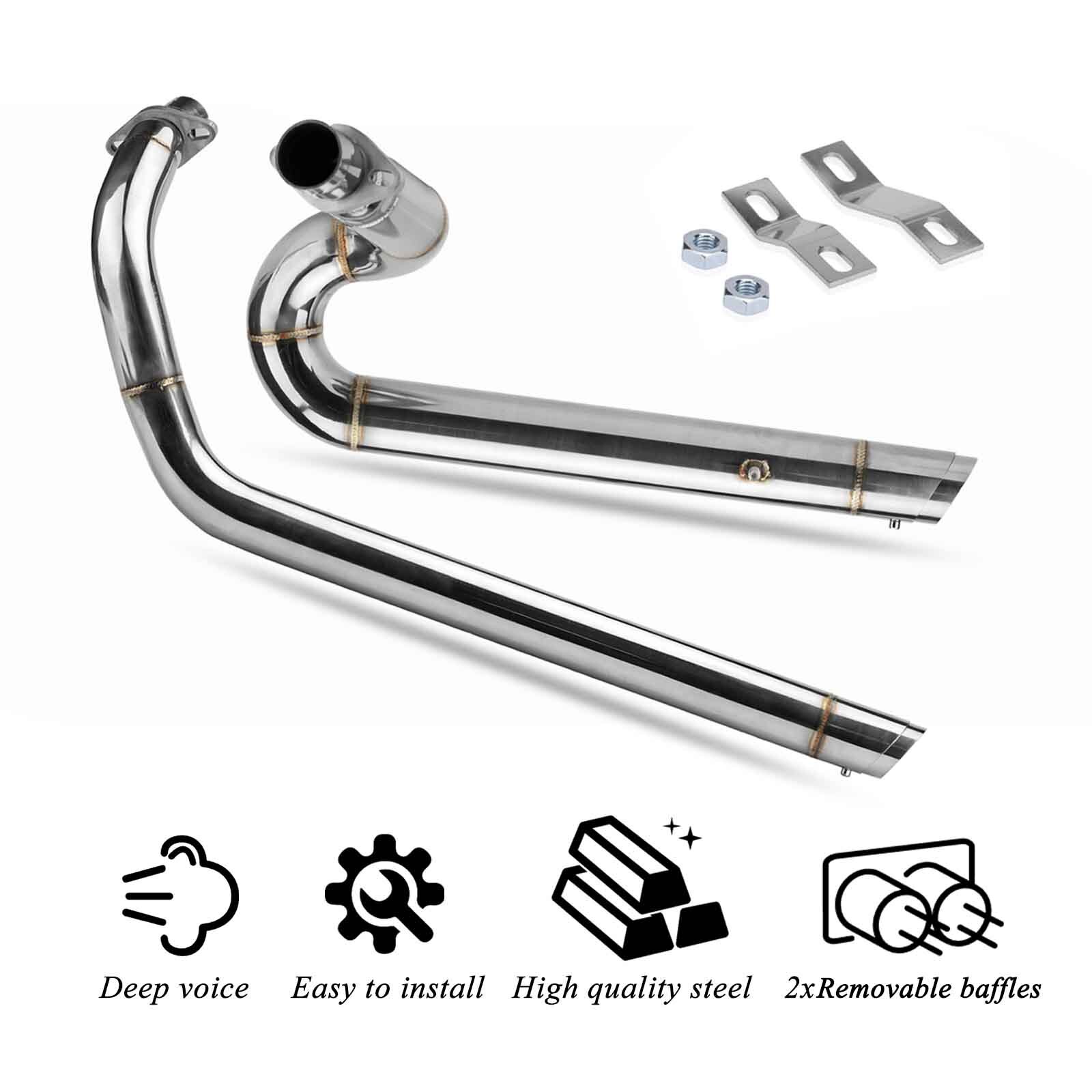 Chrome Exhaust Pipe System Muffler For Honda Shadow VLX600 VT600C VT600CD VT400