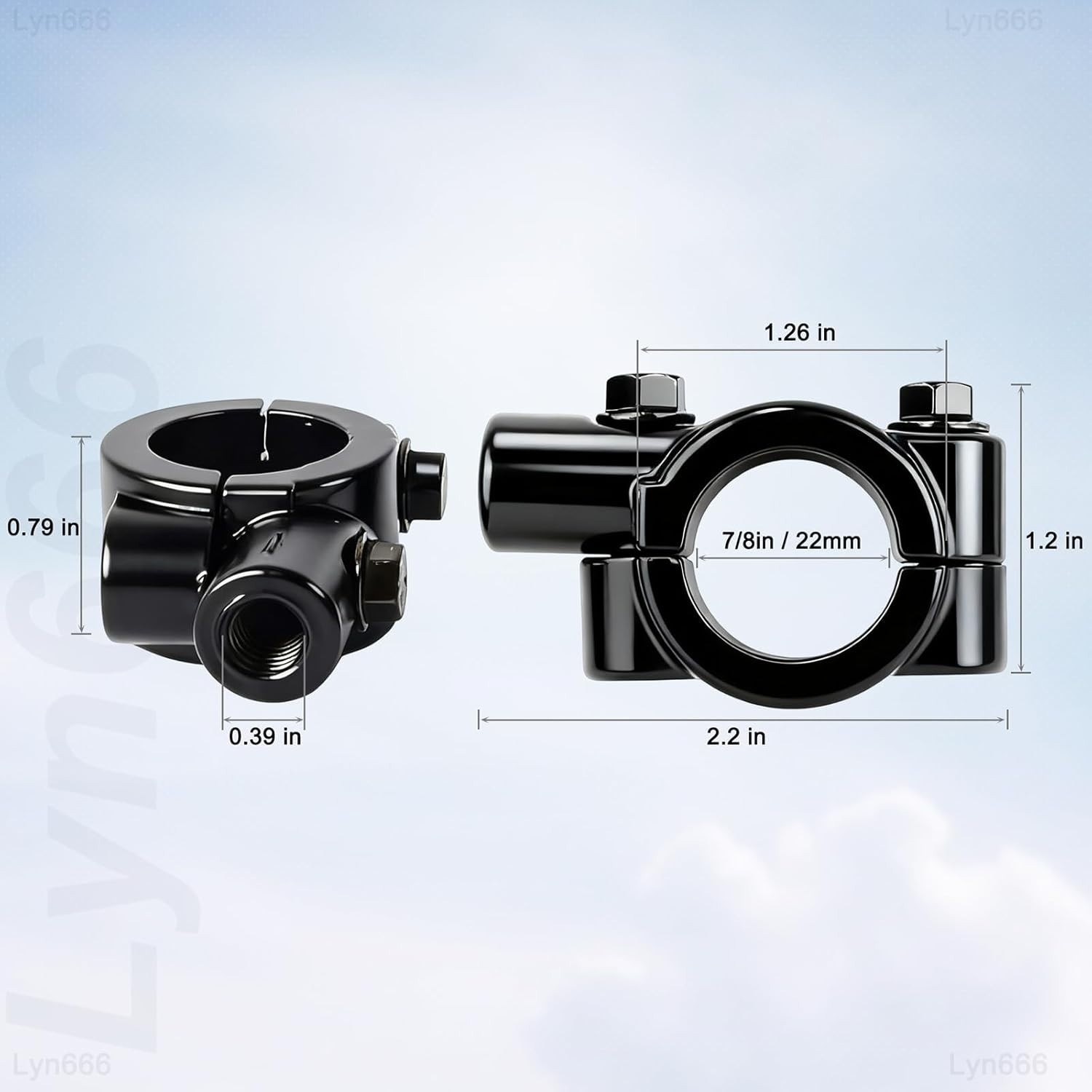 Universal Black Mirror Mount Clamp for Motorcycles and ATVs – Fits 7/8″ Bars