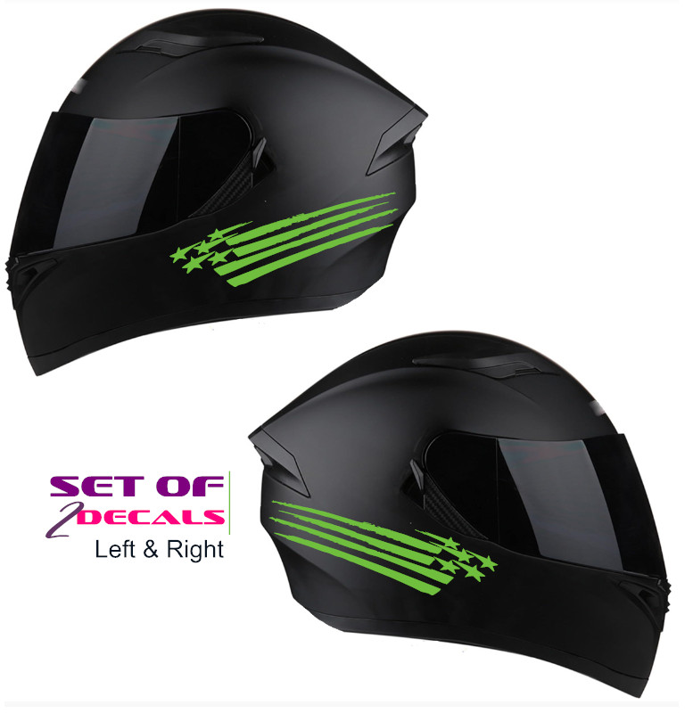 American Flag ripped , 2 Motorcycle Helmet Fire Stickers Decal , Bike kit [F16]