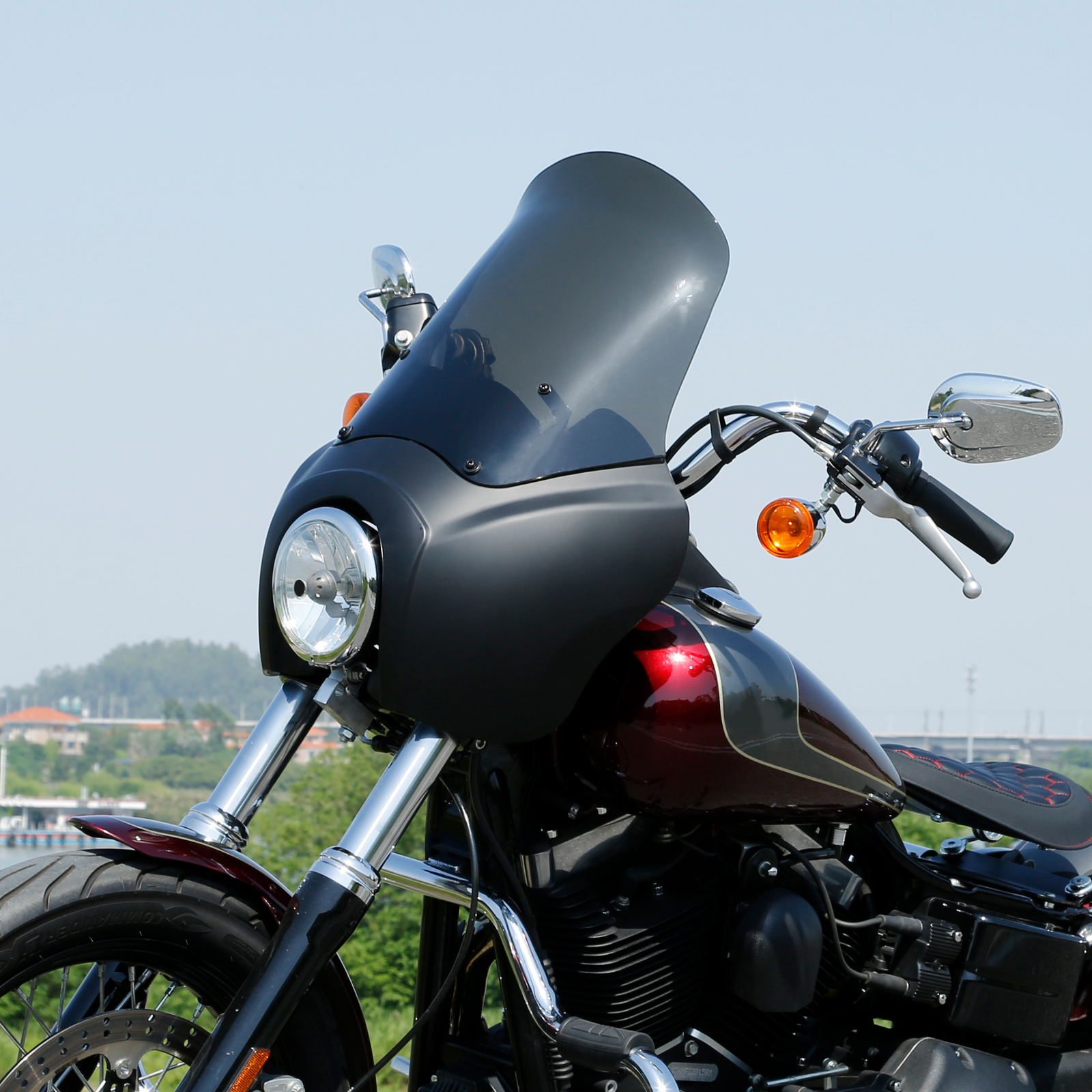 Front Upper Fairing w/ 15″ Windshield For Harley Dyna Street Bob FXDB 2006-2017