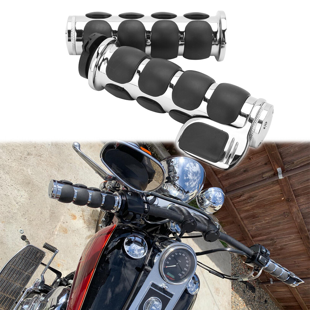 1″ Motorcycle Chrome Handle Bar Hand Grips Fit For Harley Sportster XL883 XL1200