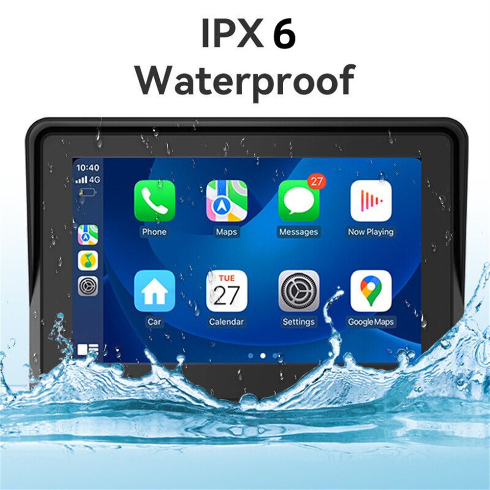 7″ Motorcycle GPS Navi For CarPlay Android Auto Touch Bluetooth Waterproof