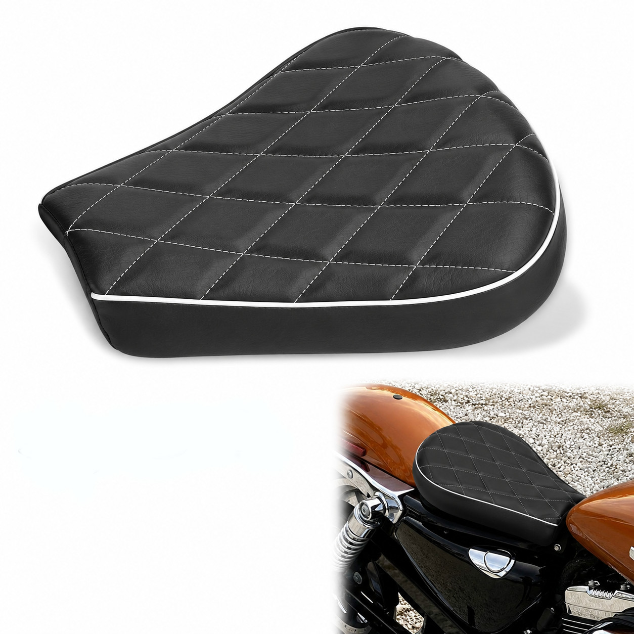 Black Front Driver Solo Seat Cushion For Harley Sportster XL 883 1200 1983-2003