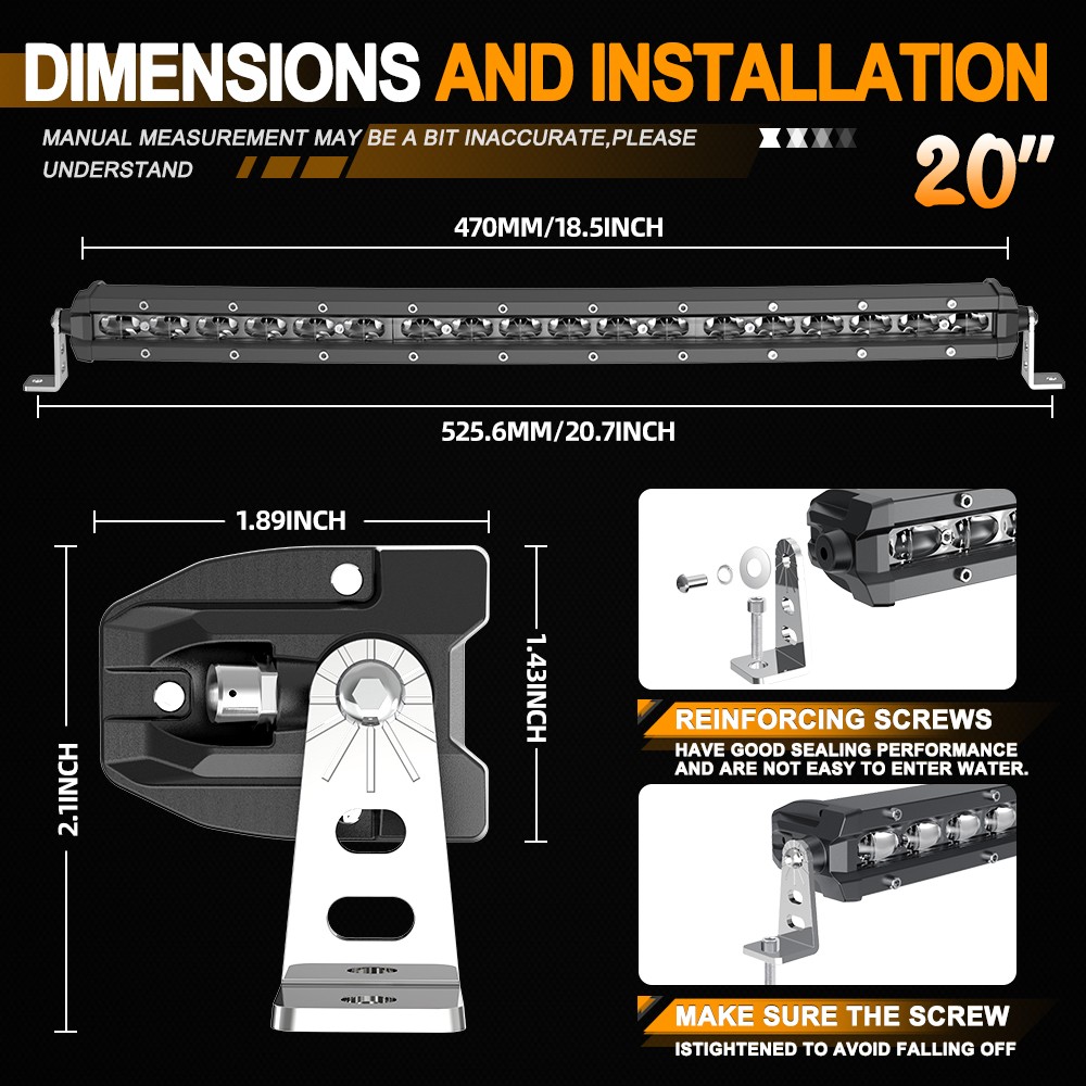 6D Curved 3″20″26″32″38″44″50″ LED Light Bar Single Row Off Road Driving ATV SUV