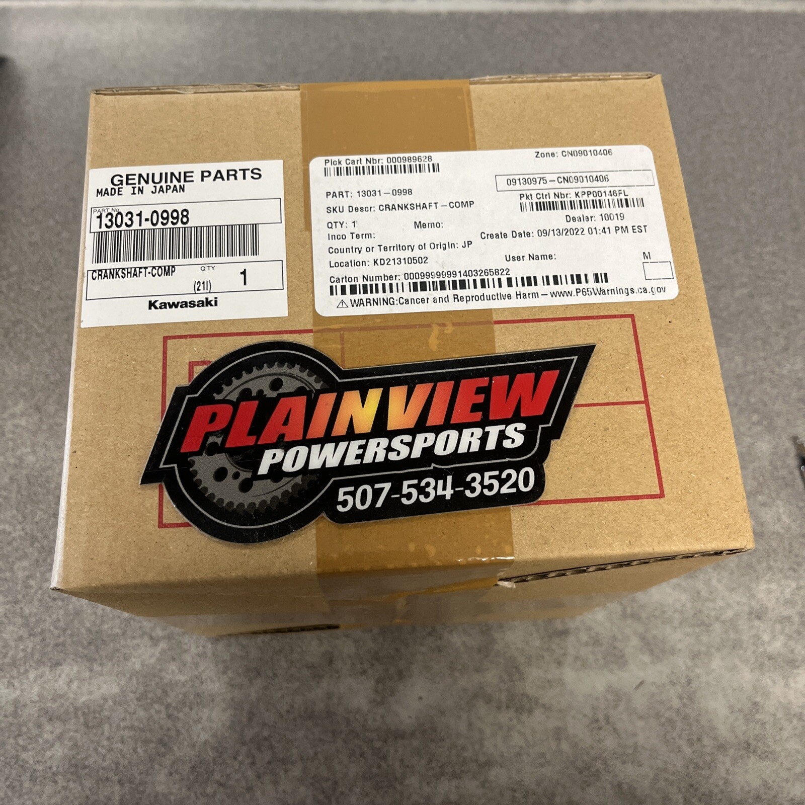 Kawasaki OEM Genuine Crankshaft Comp 13031-0998 for 2022 – 2025 KX112 KX 112
