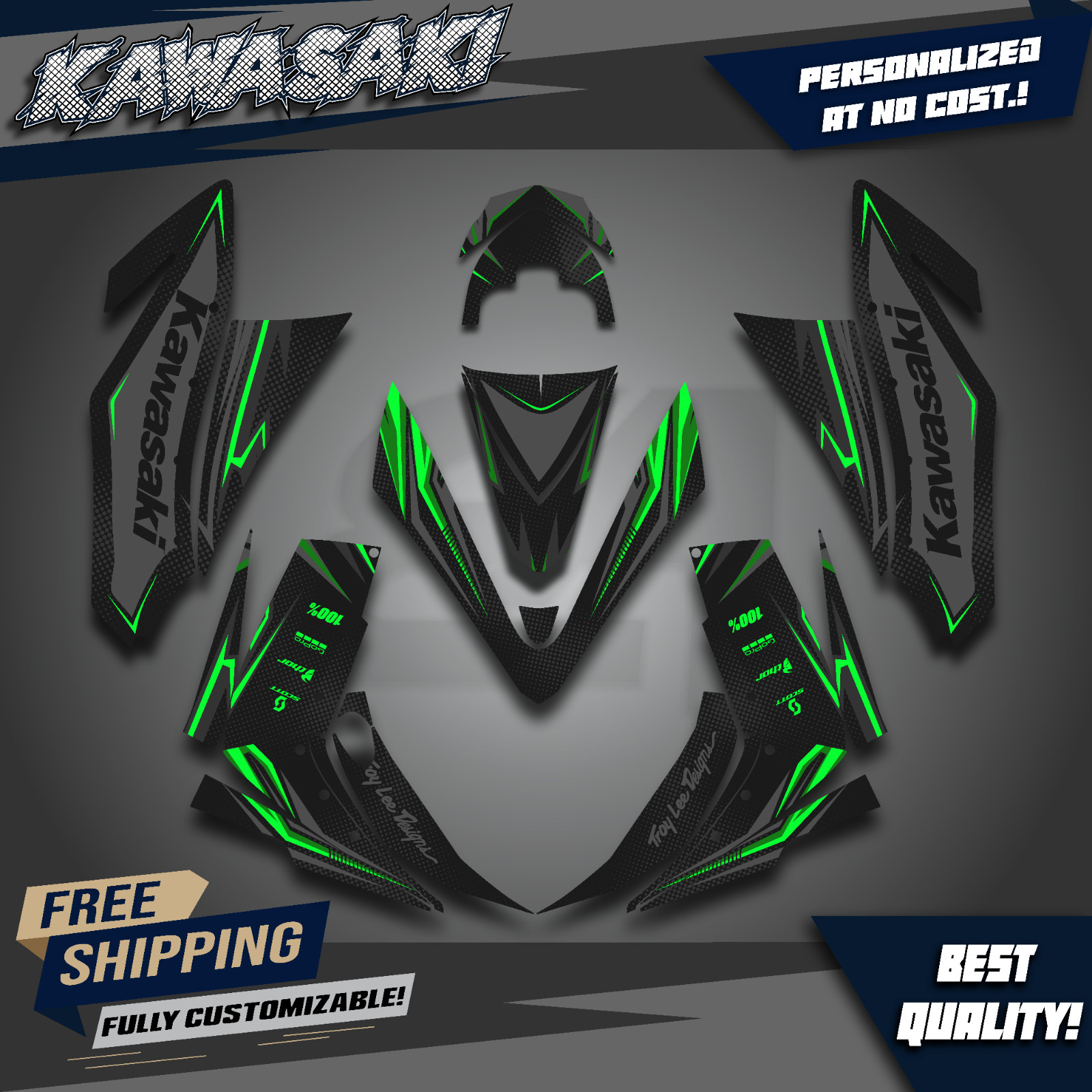 Kawasaki KFX 450R – 2008 – 2014 Graphics kit stickers decals ATV UTV