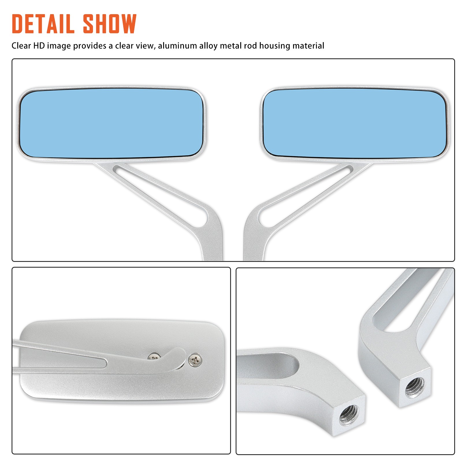 8mm/10mm Rectangle Motorcycle Rearview Side Mirrors For Honda Ruckus 50 NPS50