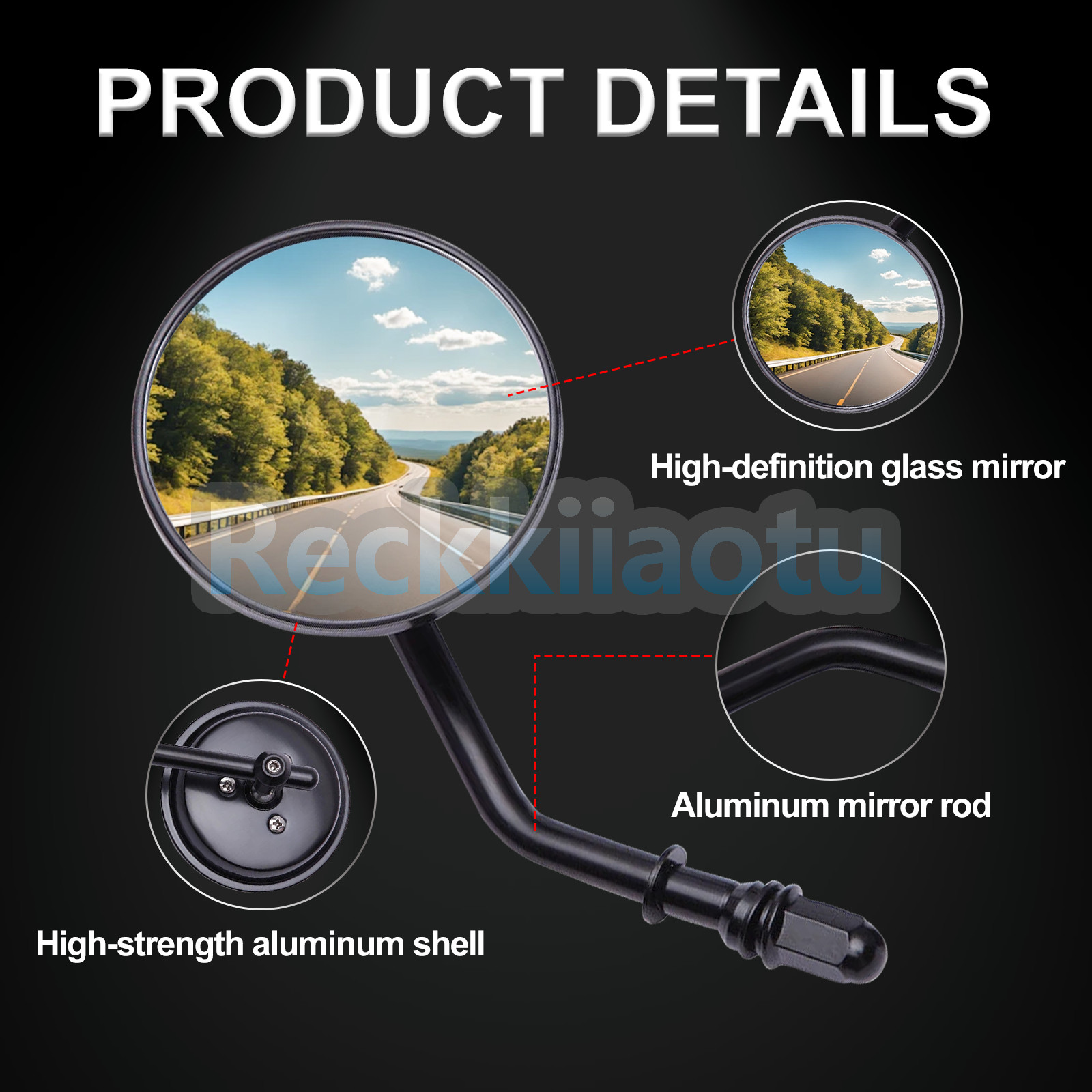 Round Rearview Side Mirror For Harley Touring Road Glide Sportster Softail Dyna
