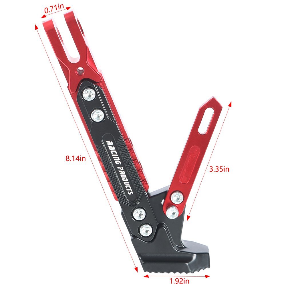 Red Adjustable CNC Aluminum Alloy Kickstand Motorcycle Foot Side Support Stand