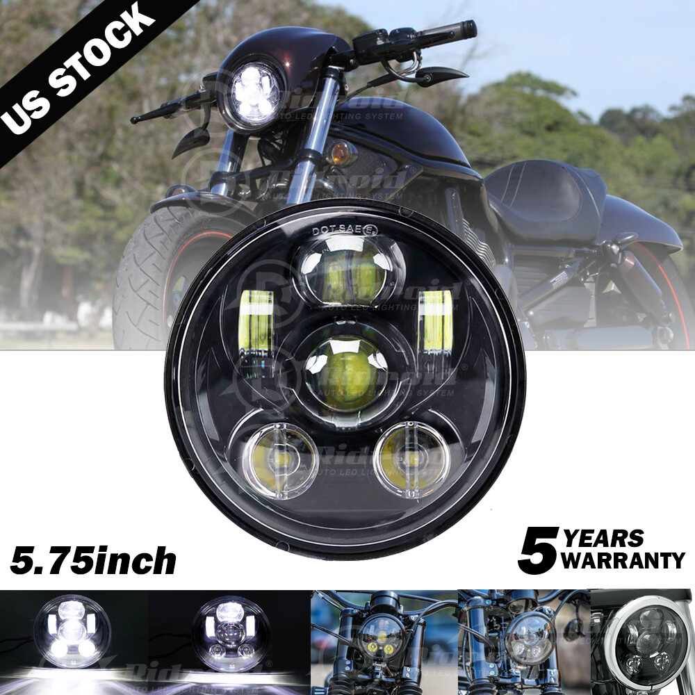 5-3/4″ 5.75 Sealed 80w LED Headlight For Motor Sport Dyna Street Bob Super Wide
